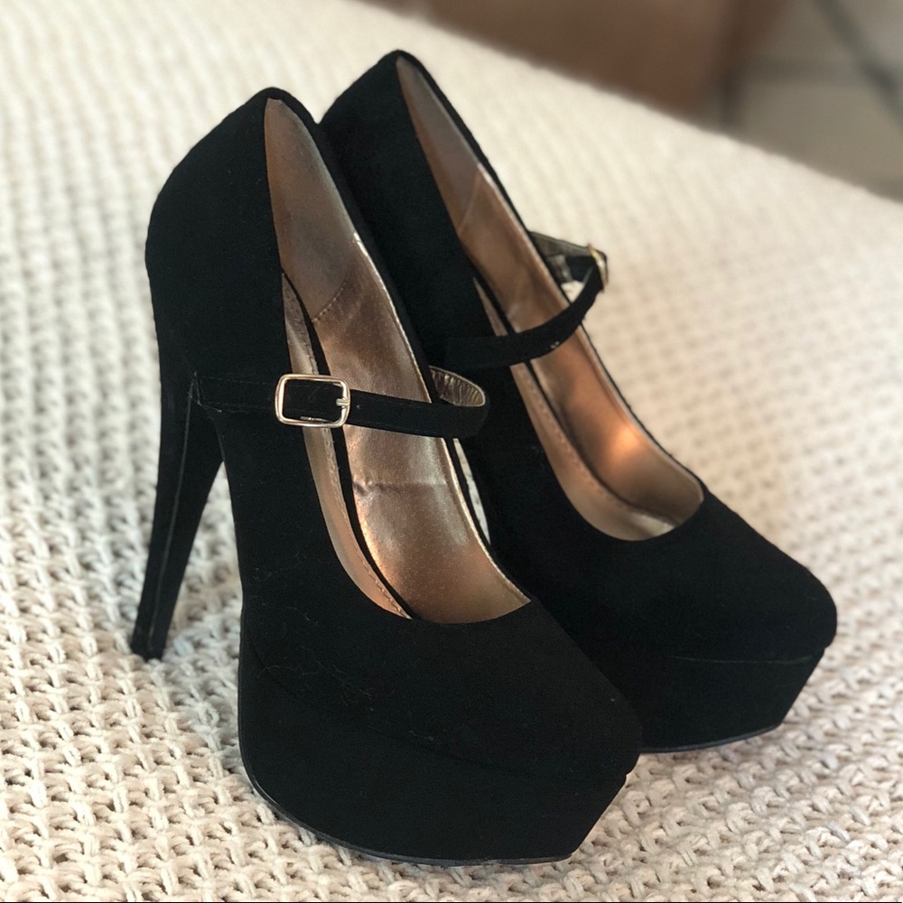 *SOLD* Charlotte Russe Black Suede Platform Heels